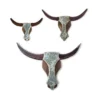 Antique Damask Wooden Bull Heads (Set of 3)