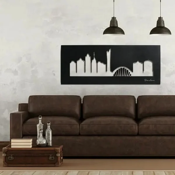 Black Durban Skyline Wall Art