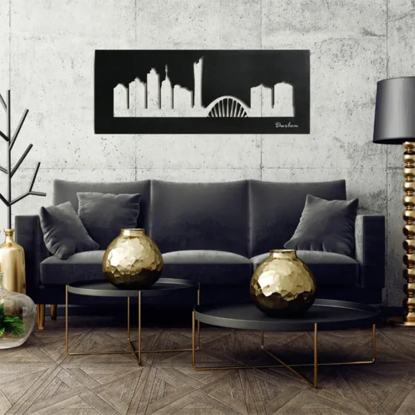 Black Durban Skyline Wall Art